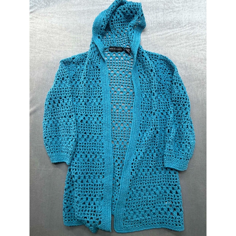 Danaโ Buchman Linen Nylon Cardigan Teal Size Small